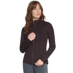 Bluza dresowa sportowa damska Go Flex Harmony Full Zip Jacket. Brązowe bluzy Skechers, s, bez wzorów, z dresówki, bez kaptura. Za 199.99 zł.
