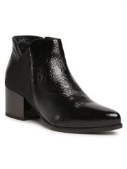 Lasocki Botki 70814-01 Czarny. Czarne botki Lasocki, bez wzorów, z lakierowanej skóry, bez obcasa, na słupku, bez zapięcia. Za 134.99 zł.