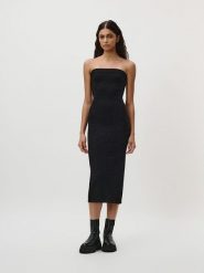 LeGer Sukienka "Lusan" w kolorze czarnym rozmiar: 36. Czarne sukienki LeGer, bez wzorów, bez kołnierzyka, bez ramiączek, midi. Za 121.99 zł.