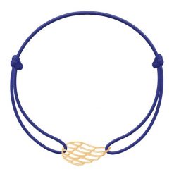 Bransoletka z pozłacanym skrzydłem na cienkim chabrowym sznurku. Niebieskie bransoletki Lilou, pozłacane. Za 119.00 zł.