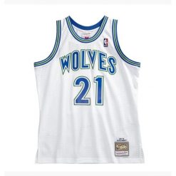 Koszulka NBA Minnesota Timberwolves Kevin Garnett. Białe bluzki Mitchell & Ness, bez wzorów, sportowe, bez kołnierzyka, bez ramiączek. Za 513.50 zł.