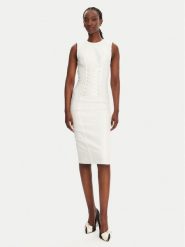 Elisabetta Franchi Sukienka koktajlowa AB76252E2 360 Biały Slim Fit. Białe sukienki Elisabetta Franchi, bez wzorów, z wiskozy, wizytowe, bez kołnierzyka, bez ramiączek. Za 2,069.00 zł.