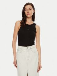 Calvin Klein Jeans Top J20J224762 Czarny Slim Fit. Czarne topy Calvin Klein Jeans, s, bez wzorów, z bawełny, bez kołnierzyka, bez ramiączek. Za 99.99 zł.