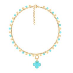 Bransoletka Sophie z turkusową emalią z koniczyną. Niebieskie bransoletki Lilou, pozłacane. Za 267.00 zł.