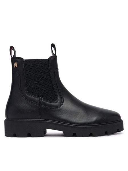 Tommy Hilfiger Sztyblety Th Monogram Leather Chelsea Boot FW0FW09562 Czarny. Czarne botki TOMMY HILFIGER, bez wzorów, ze skóry, bez obcasa, na płaskiej podeszwie, bez zapięcia. Za 699.99 zł.