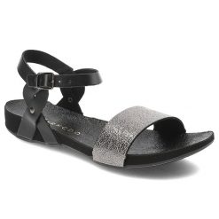 Czarno-Srebrne Sandały Armodo Modne Obuwie Damskie. Czarne sandały Armodo, bez wzorów, bez obcasa, na płaskiej podeszwie, bez zapięcia. Za 224.99 zł.