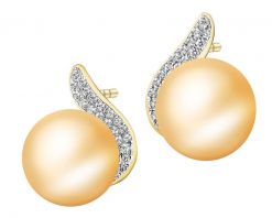 Kolczyki z żółtego złota z brylantami i perłą Golden South Sea - próba 585. Niebieskie kolczyki Apart, z brylantem, złote. Za 12,990.00 zł.