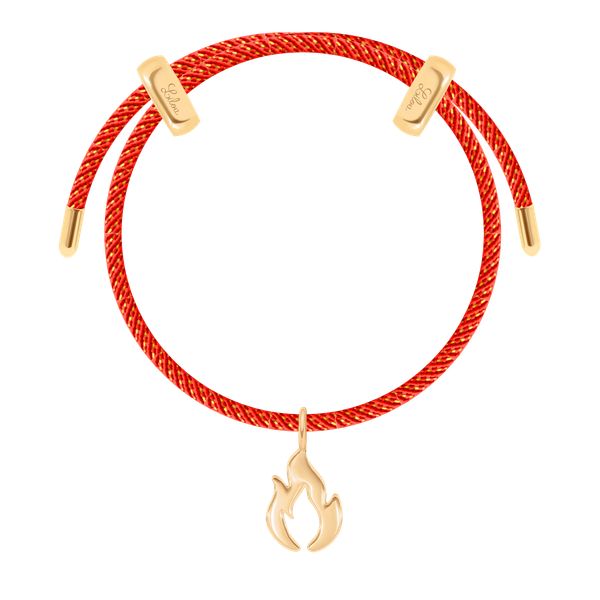 Bransoletka Liana, pozłacana w kolorze czerwonym ze złotą nitką z zawieszką Płomień Miłości. Czerwone bransoletki Lilou, pozłacane. Za 338.00 zł.