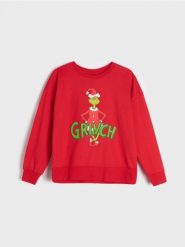 Bluza Grinch - czerwony. Czerwone bluzy Sinsay, l, bez wzorów, bez kaptura. Za 49.99 zł.