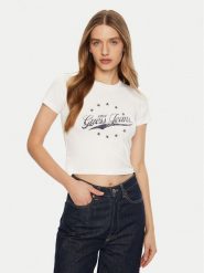 Guess Jeans T-Shirt W5RI59 J1314 Biały Regular Fit. Białe t-shirty Guess Jeans, xxl, z aplikacjami, z bawełny, bez kołnierzyka, bez ramiączek. Za 89.99 zł.