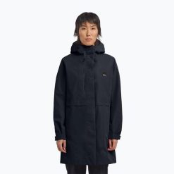 Płaszcz przeciwdeszczowy damski Jack Wolfskin Terraview 2L. Niebieskie płaszcze Jack Wolfskin, l, bez wzorów, bez kaptura. Za 709.99 zł.