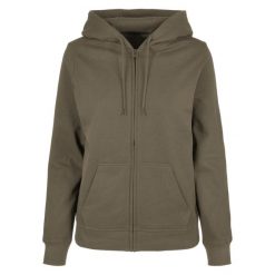 Bluza Z Kapturem Damska Basic Full Zip. Zielone bluzy BUILD YOUR BRAND, m, bez wzorów, z kapturem. Za 140.99 zł.