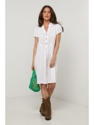 Le Monde du Lin Lniana sukienka w kolorze białym rozmiar: 38/40. Białe sukienki Le Monde du Lin, bez wzorów, ze lnu, bez kołnierzyka, bez ramiączek, midi. Za 165.99 zł.