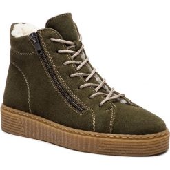Botki RIEKER - 71611-54 Grün. Zielone botki Rieker, bez wzorów, ze skóry, bez obcasa, bez zapięcia. W wyprzedaży za 209.00 zł.