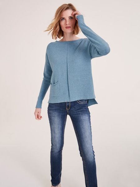 Heine Sweter w kolorze niebieskim rozmiar: 40/42. Niebieskie swetry Heine, bez wzorów, bez ramiączek. Za 68.95 zł.