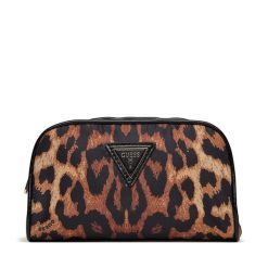 Kosmetyczka Guess. Czarne kufry i kosmetyczki Guess, z aplikacjami, bez dodatków. Za 139.99 zł.