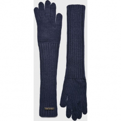 Trussardi Jeans - Rękawiczki. Niebieskie rękawiczki Trussardi Jeans, bez wzorów, z dzianiny. W wyprzedaży za 119.90 zł.