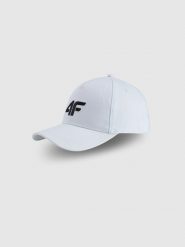 4F Czapka z daszkiem strapback damska - biała S/M. Białe czapki 4f, bez wzorów, z bawełny. Za 59.99 zł.