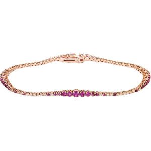Bransoletka Złota - złoto 750, Brylant 0,55ct,różowy szafir. Czerwone bransoletki W.KRUK, z brylantem, złote. Za 21,900.00 zł.