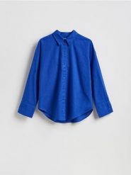 Koszula z bawełny oxford - niebieski. Niebieskie koszule Reserved, l, bez wzorów, z bawełny, bez kołnierzyka, bez ramiączek. Za 109.99 zł.