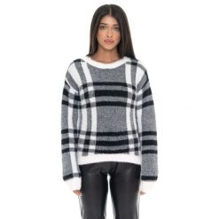 Bluza Leone 1947 Glam Winter Damen Karo Rundhalspullover z Logo-Etikett. Czarne bluzy LEONE 1947 APPAREL, bez wzorów, z poliesteru, bez kaptura. W wyprzedaży za 169.09 zł.