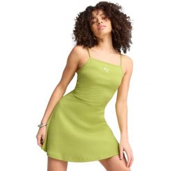 Sukienka damskie Puma Wardrobe Ess Ribbed Flared Short Dress P. Zielone sukienki Puma, s, bez wzorów, z bawełny, sportowe, bez kołnierzyka, bez ramiączek, sportowe. Za 290.00 zł.