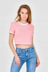 GUESS Różowy damski crop top, Rozmiar XL. Czerwone topy Guess, s, z aplikacjami, bez kołnierzyka, bez ramiączek. W wyprzedaży za 139.99 zł.