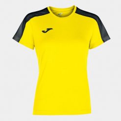 Koszulka do piłki nożnej damska Joma Academy III z krótkim rękawem. Czarne bluzki Joma, m, bez wzorów, sportowe, bez kołnierzyka, bez ramiączek. Za 86.50 zł.