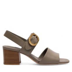 Sandały GINO ROSSI. Brązowe sandały Gino Rossi, bez wzorów, bez obcasa, na słupku, bez zapięcia. Za 249.99 zł.