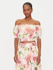 Guess Bluzka W5GH61 WH4S2 Kolorowy Regular Fit. Bluzki Guess, s, z aplikacjami, z wiskozy, bez kołnierzyka, bez ramiączek. Za 319.99 zł.