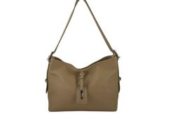 Codzienna torebka damska na ramię - Beżowa. Brązowe torby na ramię Barberini's, bez wzorów, ze skóry, biznesowe, na ramię, małe, bez dodatków. Za 222.99 zł.