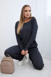 Komplet sweterkowy Bluza + Spodnie grafitowy. Szare bluzy KESI, l, bez wzorów, z poliesteru, bez kaptura. Za 297.97 zł.