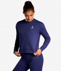 Bluza sportowa damska ekologiczna. Niebieskie bluzy NORDICDOTS, l, bez wzorów, z bawełny, bez kaptura. Za 275.00 zł.