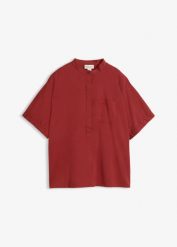 Bluzka oversize z krótkim rękawem. Czerwone bluzki bonprix, bez wzorów, bez kołnierzyka, bez ramiączek. Za 59.99 zł.