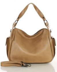 Shopperka skórzana MARCO MAZZINI beżowa R288c. Brązowe shopper bez wzorów, ze skóry, bez dodatków. Za 1,044.05 zł.