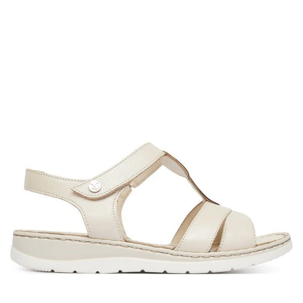 Sandały Caprice. Białe sandały Caprice, bez wzorów, bez obcasa, na płaskiej podeszwie, bez zapięcia. Za 269.99 zł.