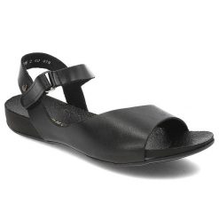 Czarne Sandały Armodo Stylowe Płaskie Obuwie Damskie. Czarne sandały Armodo, bez wzorów, ze skóry, eleganckie, bez obcasa, na platformie, bez zapięcia. Za 242.99 zł.