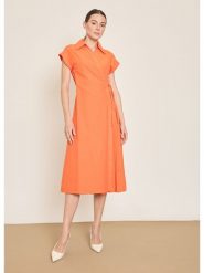 BGN Sukienka w kolorze pomarańczowym rozmiar: 34. Pomarańczowe sukienki BGN, na co dzień, bez wzorów, bez kołnierzyka, bez ramiączek, midi, proste. Za 143.99 zł.