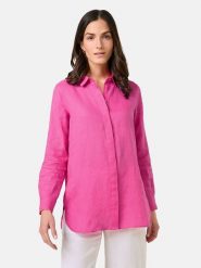 Gerry Weber Lniana bluzka w kolorze różowym rozmiar: 46. Różowe bluzki Gerry Weber, bez wzorów, ze lnu, bez kołnierzyka, bez ramiączek. Za 222.45 zł.
