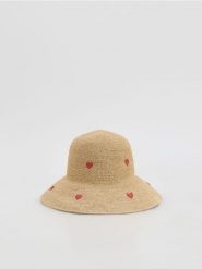 Kapelusz z rafii - kremowy. Białe kapelusze Reserved, bez wzorów. Za 129.99 zł.