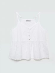 Top damski bawełniany haftowany biały Balbina 100. Białe topy Big Star, l, z aplikacjami, z bawełny, bez kołnierzyka, bez ramiączek. Za 159.99 zł.