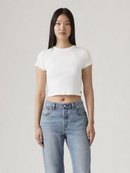 Levi's Koszulka w kolorze białym rozmiar: XXS. Białe bluzki Levi's®, s, bez wzorów, z bawełny, bez kołnierzyka, bez ramiączek. Za 76.04 zł.