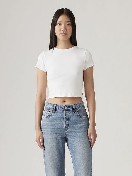 Levi's Koszulka w kolorze białym rozmiar: XXS. Białe bluzki Levi's®, s, bez wzorów, z bawełny, bez kołnierzyka, bez ramiączek. Za 66.93 zł.