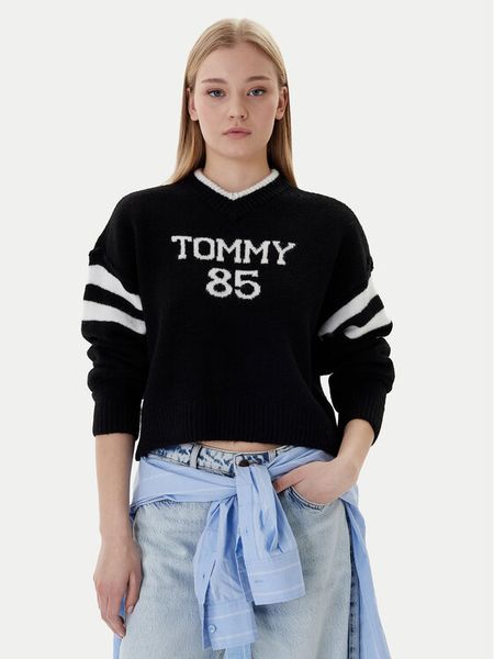 Tommy Jeans Sweter 85 Varsity DW0DW22033 Czarny Regular Fit. Czarne swetry Tommy Jeans, m, bez wzorów, z jeansu, bez ramiączek. Za 489.99 zł.