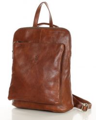 Elegancki plecak damski skórzany premium MARCO MAZZINI brązowy. Czarne plecaki bez wzorów, z bawełny. Za 574.99 zł.