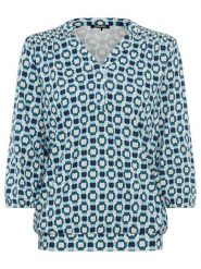 Olsen Bluzka w kolorze granatowo-turkusowo-beżowym rozmiar: 40. Brązowe bluzki Olsen, bez wzorów, bez kołnierzyka, bez ramiączek. Za 60.99 zł.