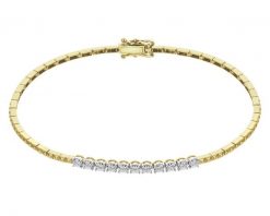 Bransoletka z żółtego złota z brylantami - 18 cm - 0,11 ct - próba 585. Żółte bransoletki Apart, z brylantem, złote. Za 7,290.00 zł.