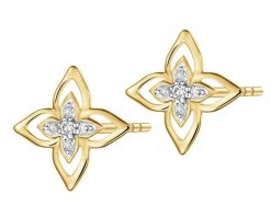 Kolczyki z żółtego złota z diamentami - kwiaty - 0,05 ct - próba 375. Żółte kolczyki Apart, z diamentem, złote. Za 1,459.00 zł.