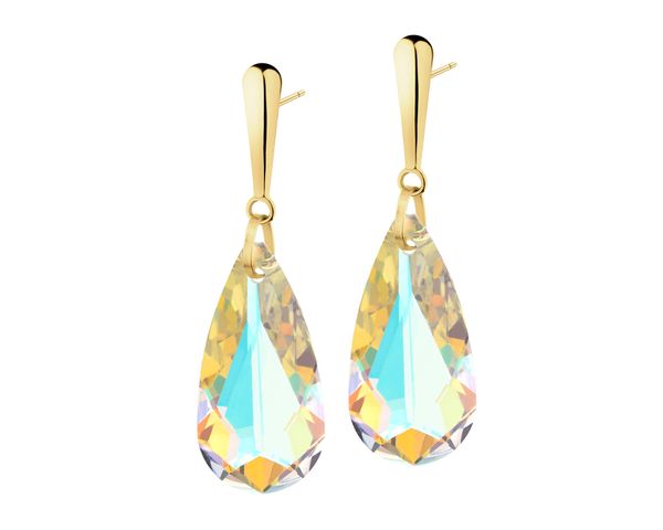 Złote kolczyki z kryształami syntetycznymi. Żółte kolczyki Apart, złote. Za 689.00 zł.