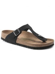 Birkenstock Japonki "Gizeh" w kolorze czarnym rozmiar: 40. Czarne klapki Birkenstock, bez wzorów, z otwartym noskiem, bez obcasa. Za 483.17 zł.